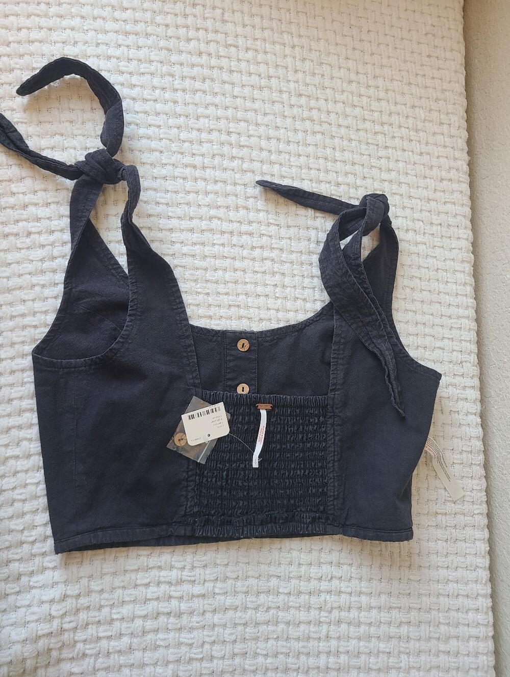 Free People Button-Front Tie-Strap Crop Size S - Picture 7 of 10